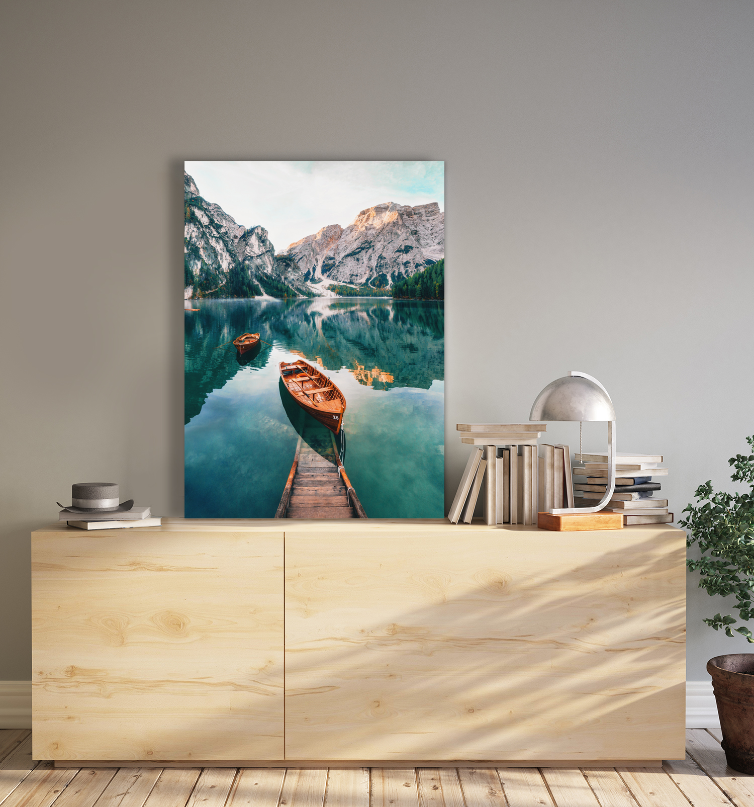 Poster mock-up in living room interior, 3d render