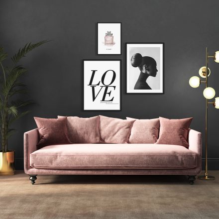 Contemporary blue interior with empty wall