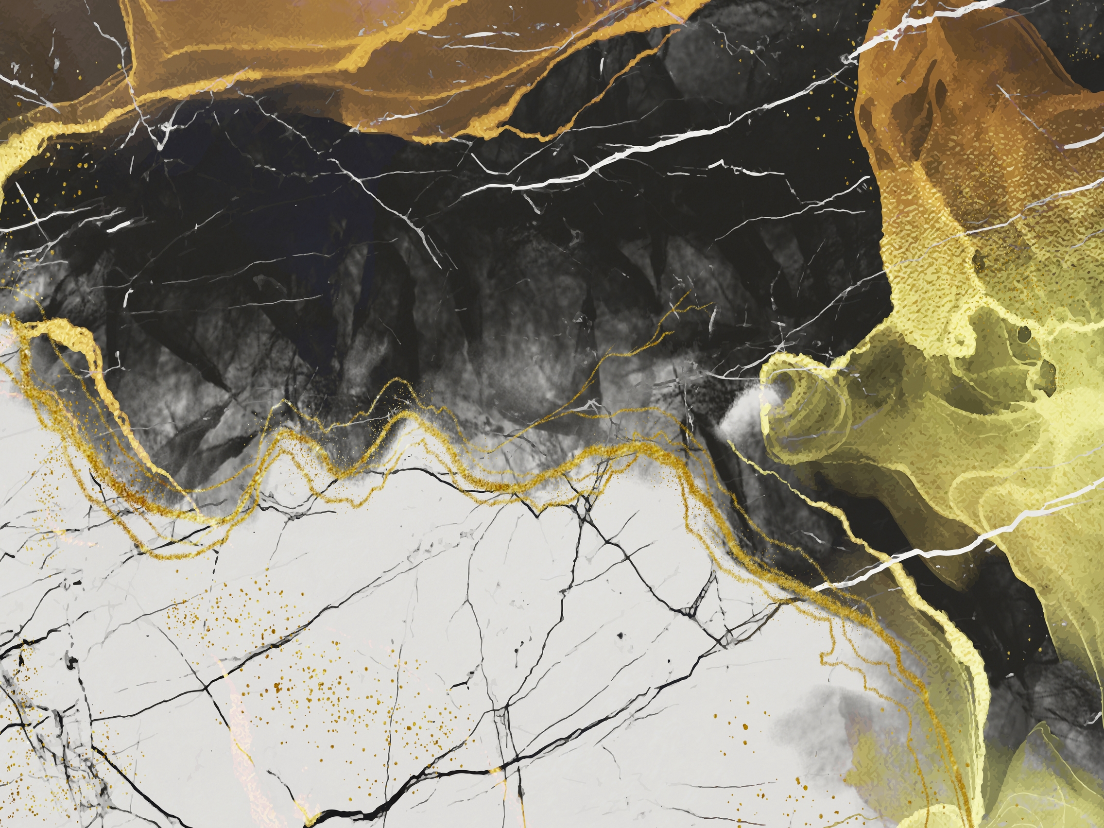Black,And,White,Marble,Background.,Gold,Detailed.,Abstract,Painting,Background