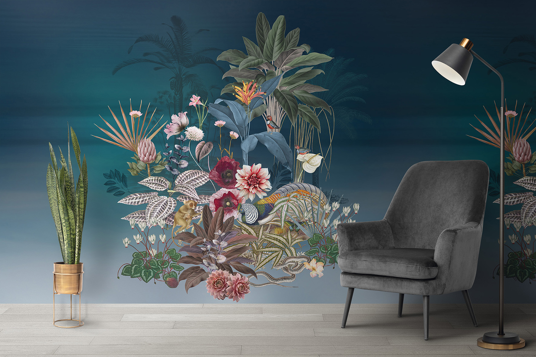 Living room wall mockup psd modern interior design