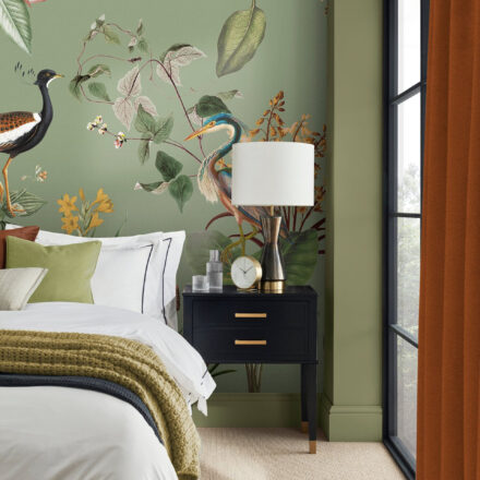 Zöld egzotikus hangulatú fotótapéta vízimadarakkal