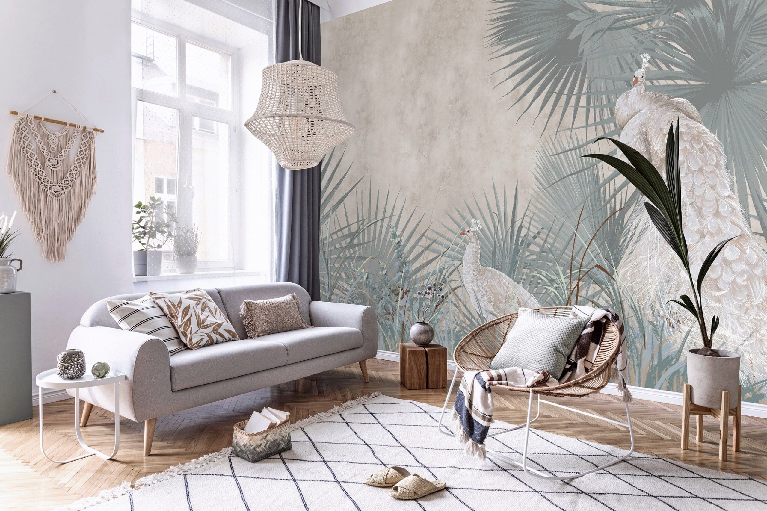 Elegáns fotótapéta fehér pávamadárral CO0547 (1)