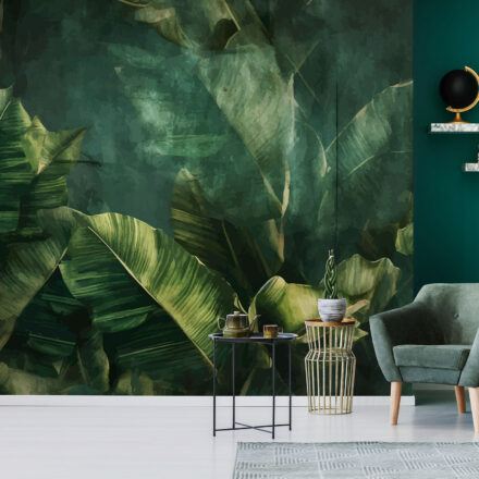Modern zöld levél mintás fotótapéta