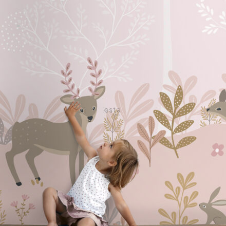 Rózsaszín őzikés fotótapéta gyerekszobába