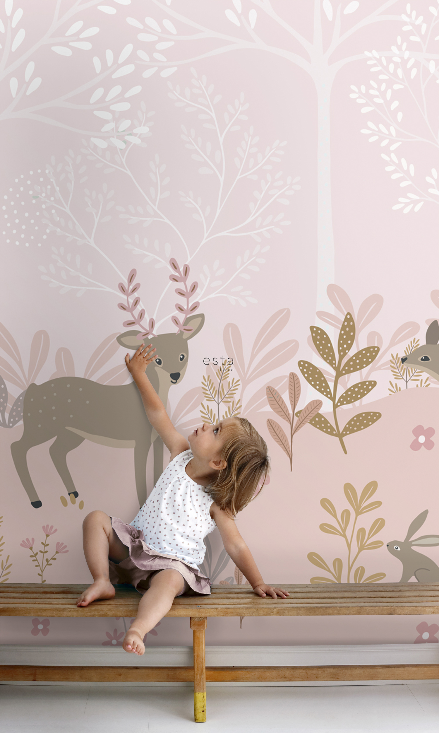 Rózsaszín őzikés fotótapéta gyerekszobába ES0064 (3) Rózsaszín őzikés fotótapéta gyerekszobába