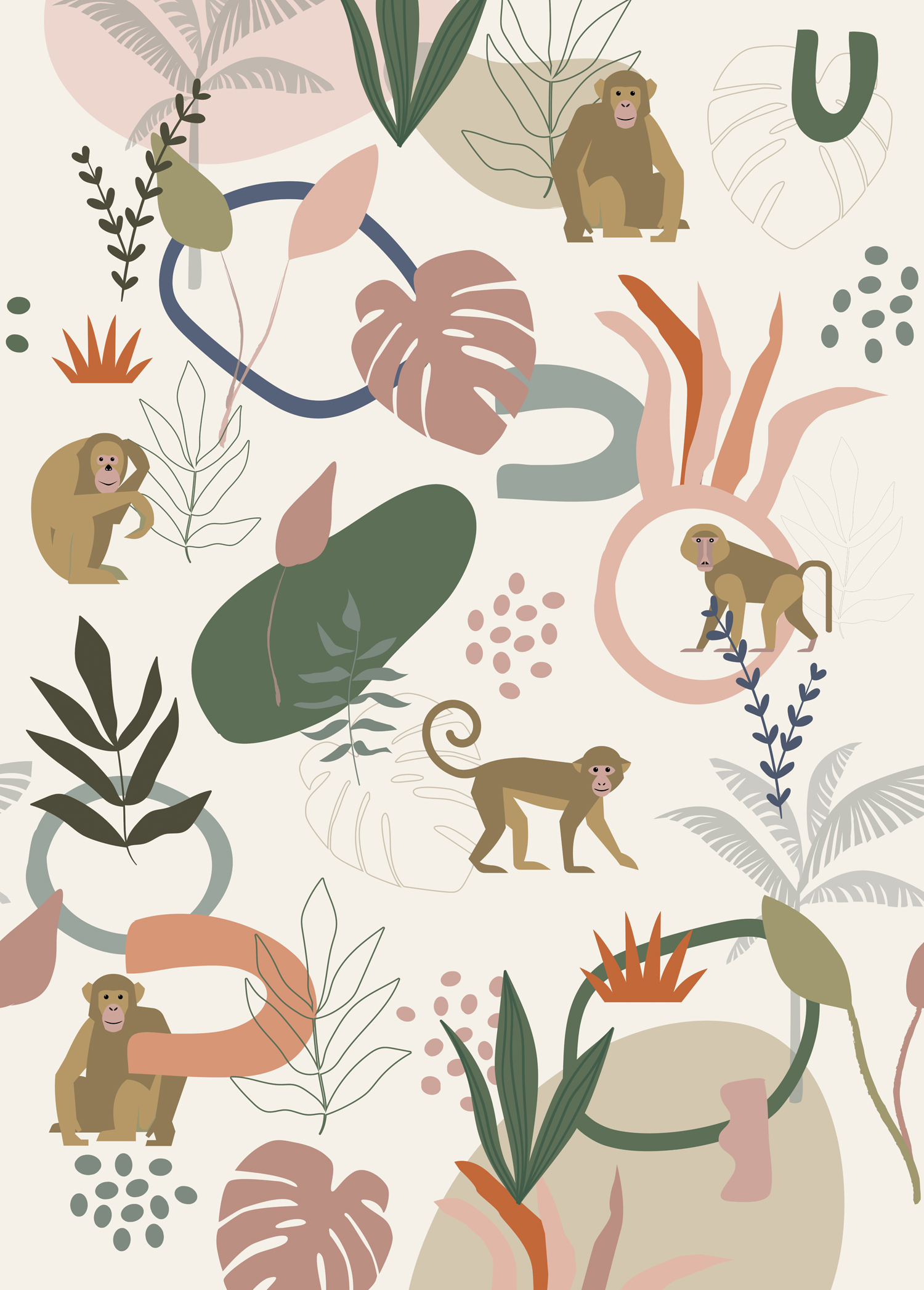 Színes vidám majmos fotótapéta gyerekszobába Színes vidám majmos fotótapéta gyerekszobába