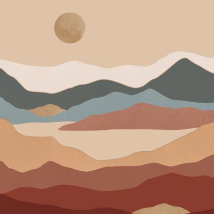 Terrakotta – kék hegyvidéket ábrázoló tájkép ES0089 (1)