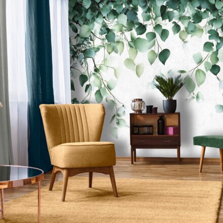 Hangulatos fotótapéta zöld lecsüngő levélmintával