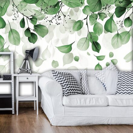 Hangulatos fotótapéta zöld lecsüngő levélmintával