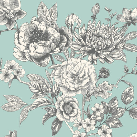 Halvány kék romantikus rózsás fotótapéta toile stílusban OM0276 (4)