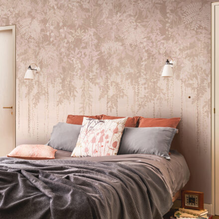 Rózsaszín elegáns levélmintás fotótapéta