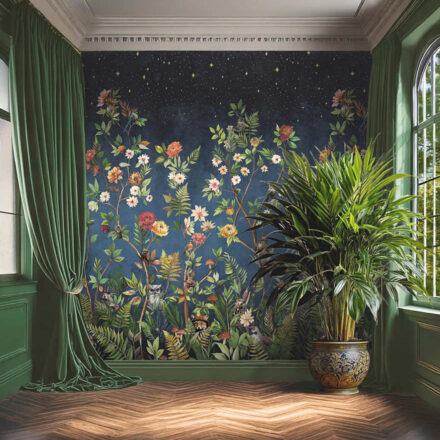 Éjszakai erdős mesevilág vlies fotótapéta