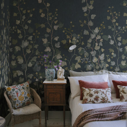 Sötétkék borostyán leveles fotótapéta